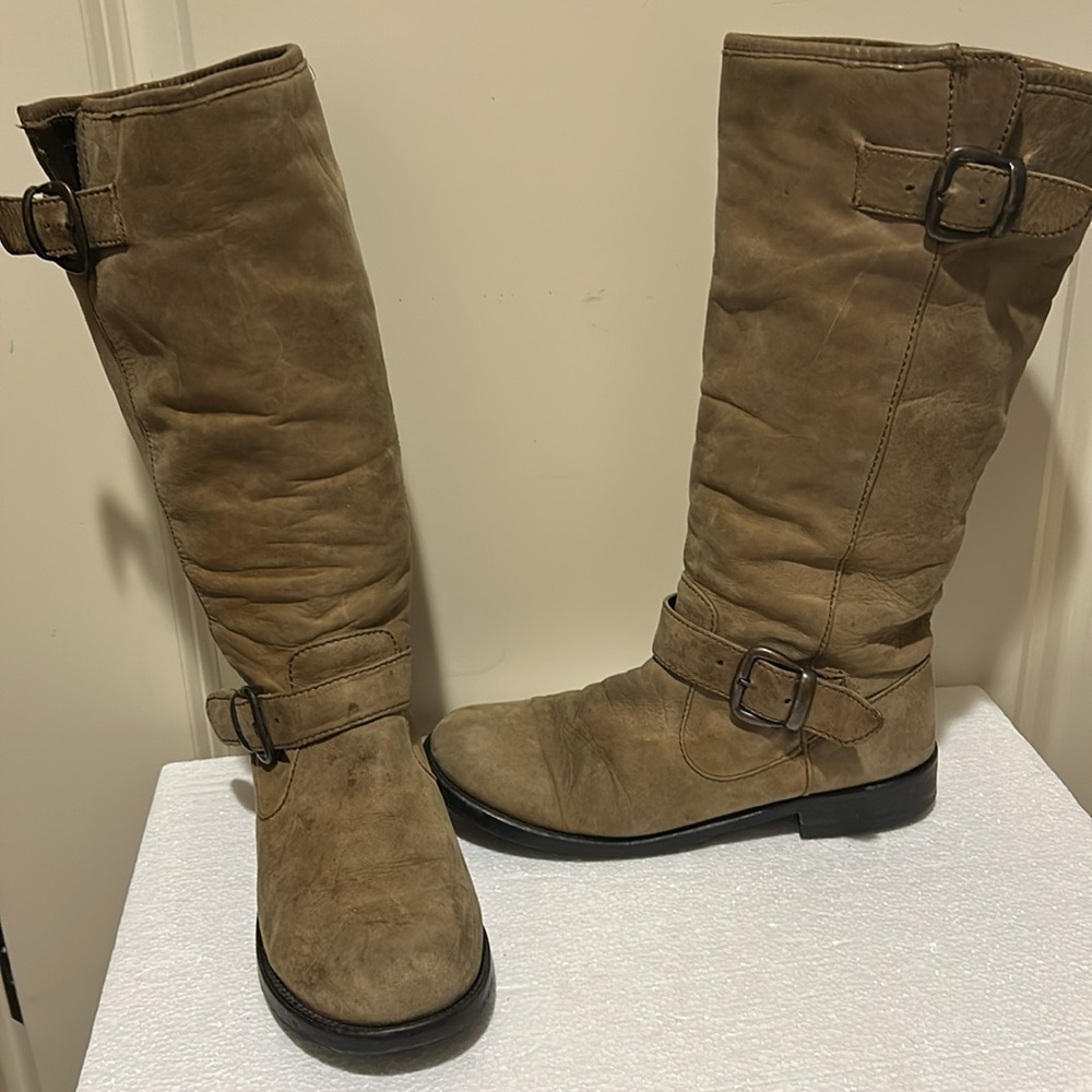 Aldo women soft leather Slip In equestrian riding motorcycle boots size 37 (6.5)
